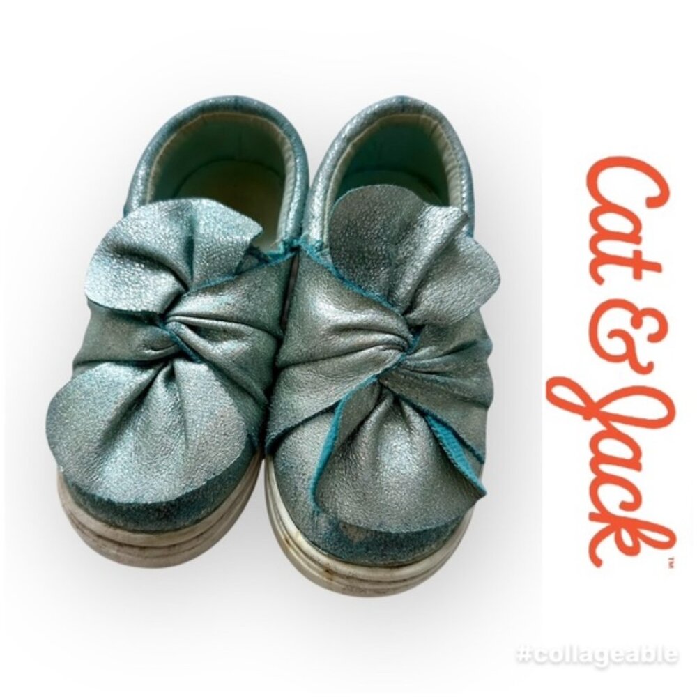 Cat & Jack | Mallory Bow Sneakers Mint Mermaid Blue | Size 7